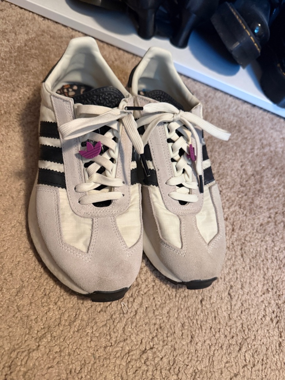 adidas Women's Cream and Black Classic Lace-Up Sneakers